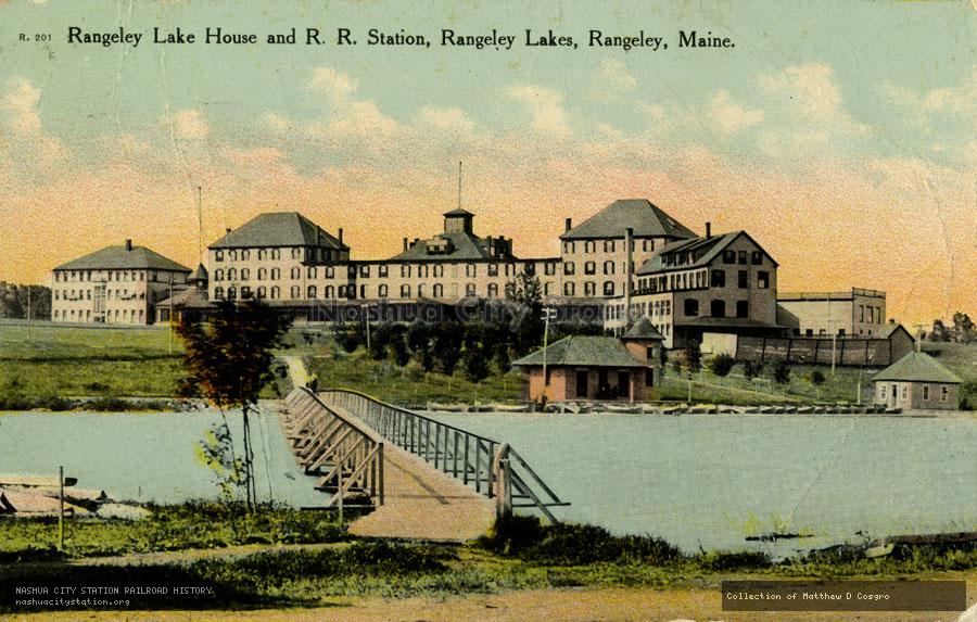 Postcard: Rangeley Lake House and Railroad Station, Rangeley Lakes, Rangeley, Maine